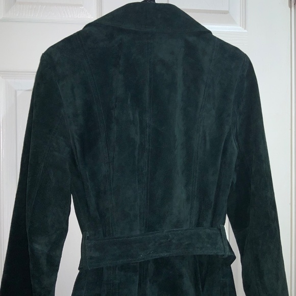 INC International Concepts Green Suede O-Ring belt Trench Coat Sz M lined - Picture 8 of 12